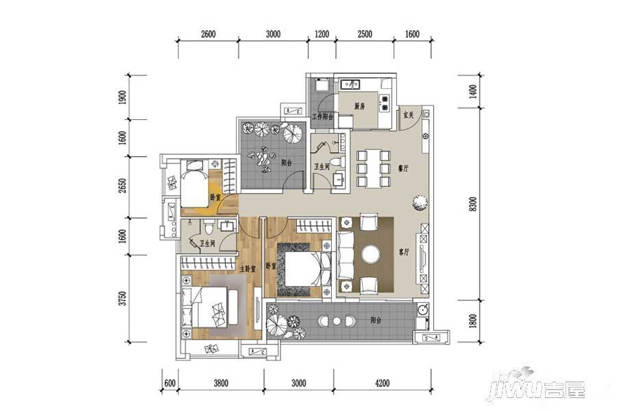 保利时代4室2厅2卫120㎡户型图