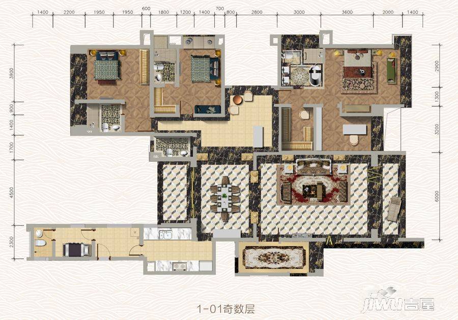 万菱情侣湾一号5室2厅5卫315.8㎡户型图