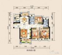 龙光玖龙府3室2厅2卫100㎡户型图