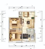 同裕子悦山2室2厅1卫63.3㎡户型图