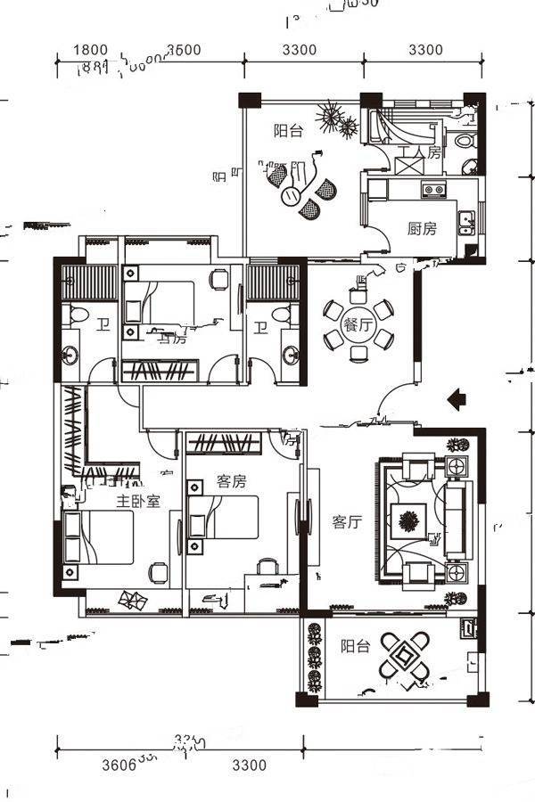 宁海尚峰2期4室2厅2卫162㎡户型图