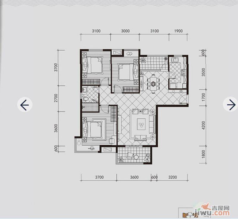 国贸商城3室2厅1卫123㎡户型图