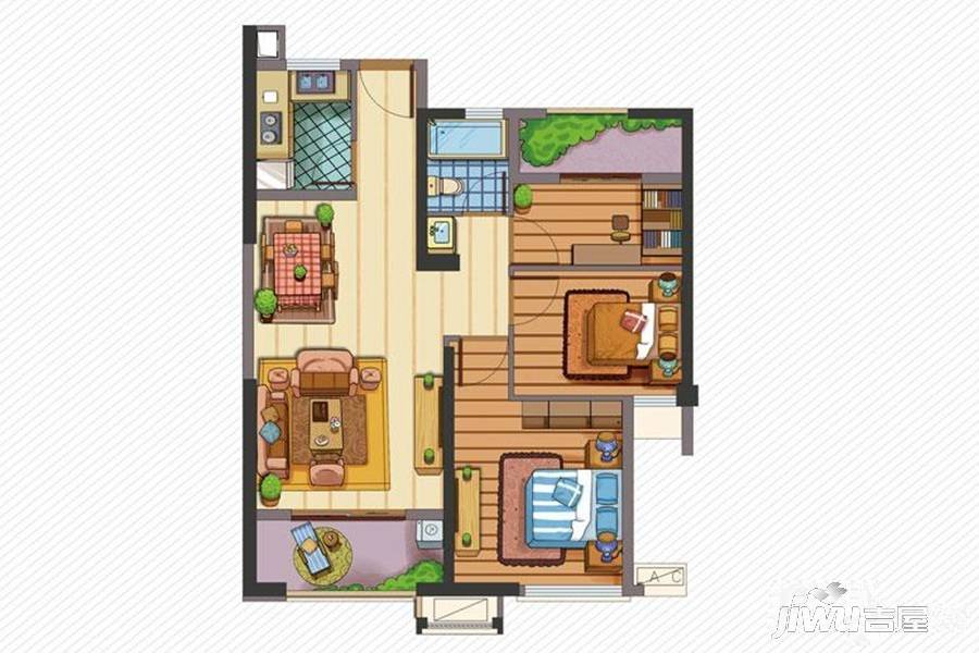 联发欣悦学府3室2厅1卫82㎡户型图