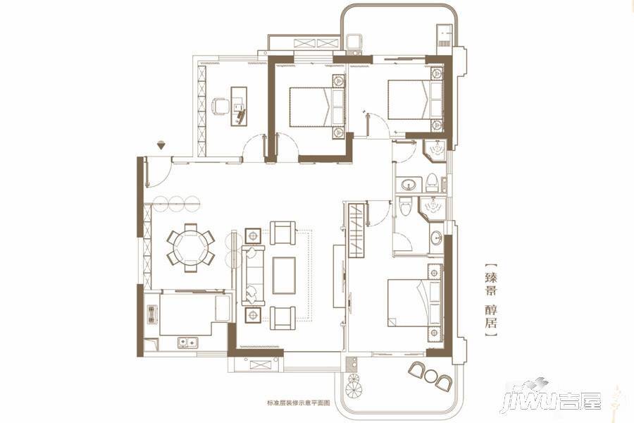 万峰华庭4室2厅2卫177㎡户型图