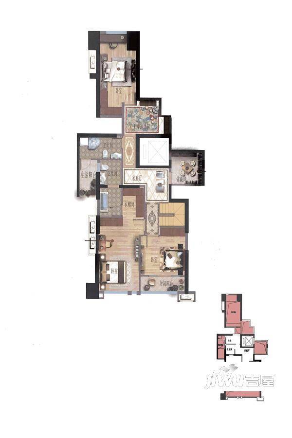 泰禾首玺4室4厅3卫140㎡户型图