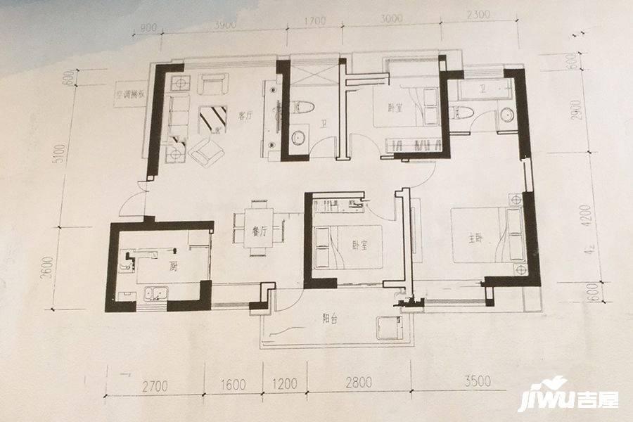 金帝中洲滨海城3室2厅2卫115㎡户型图