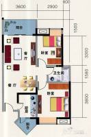 南地海江南2室2厅1卫81.3㎡户型图