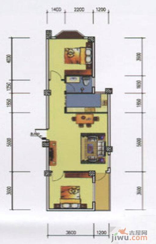 诚安公寓1室1厅1卫86.8㎡户型图