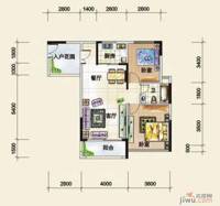 海枫和苑2室2厅1卫87.4㎡户型图