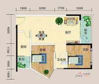 宏海花园2室2厅1卫88.5㎡户型图