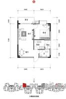 北海国际新城四期1室2厅1卫62.6㎡户型图