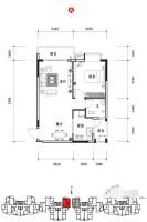 北海国际新城四期1室2厅1卫67.8㎡户型图