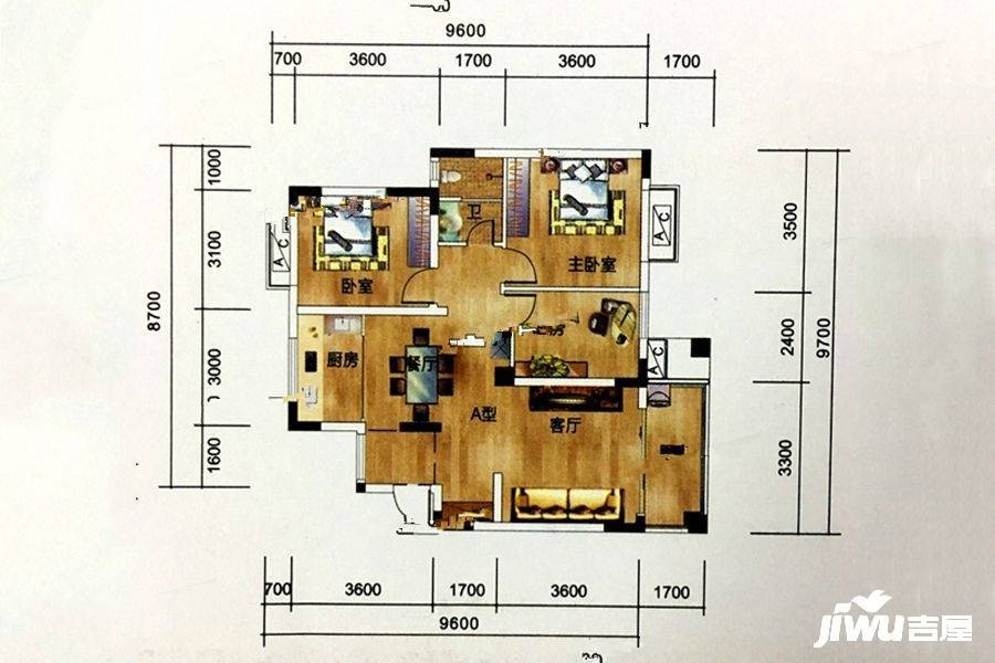 康平家园康平福邸3室2厅1卫106.6㎡户型图