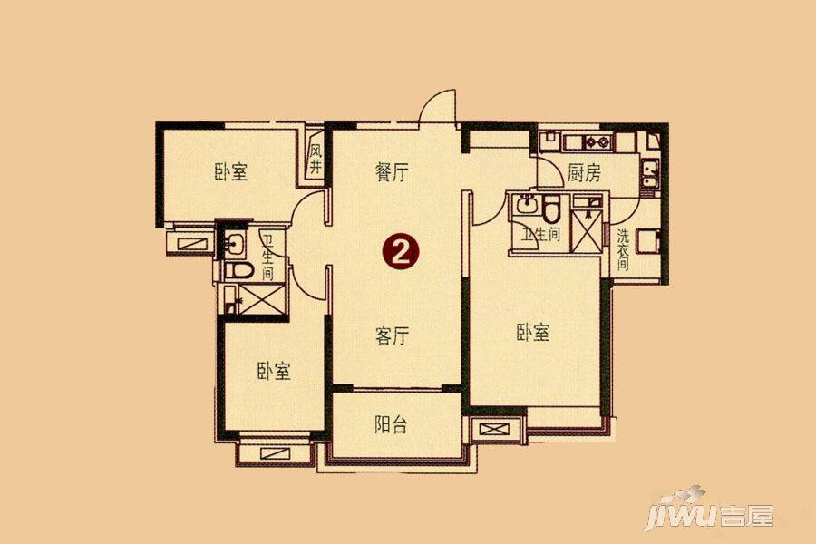 恒大名都3室2厅2卫130.2㎡户型图