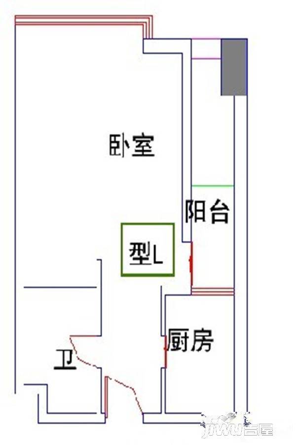 中港广场1室1厅1卫50.5㎡户型图