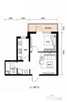 颐和城1室1厅1卫51㎡户型图