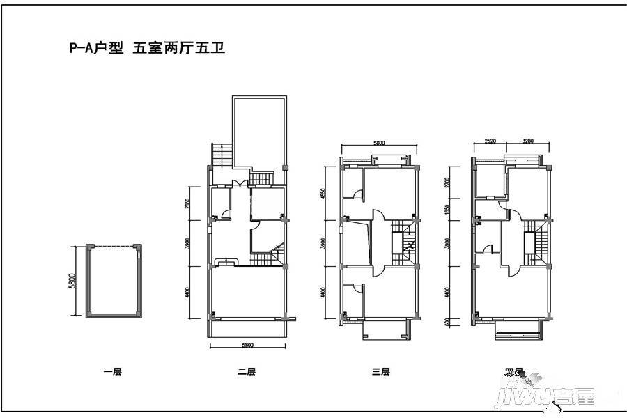 颐和城5室2厅5卫216.3㎡户型图