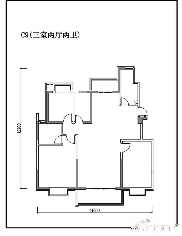 颐和城3室2厅2卫140.6㎡户型图