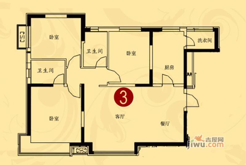 鞍山恒大绿洲3室2厅2卫140㎡户型图