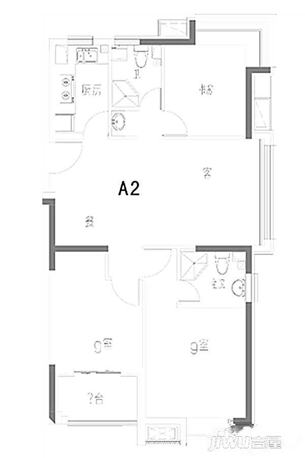 御景湾3室2厅2卫99.5㎡户型图