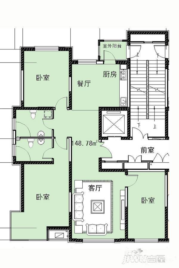 鞍钢田园3室2厅2卫148.8㎡户型图