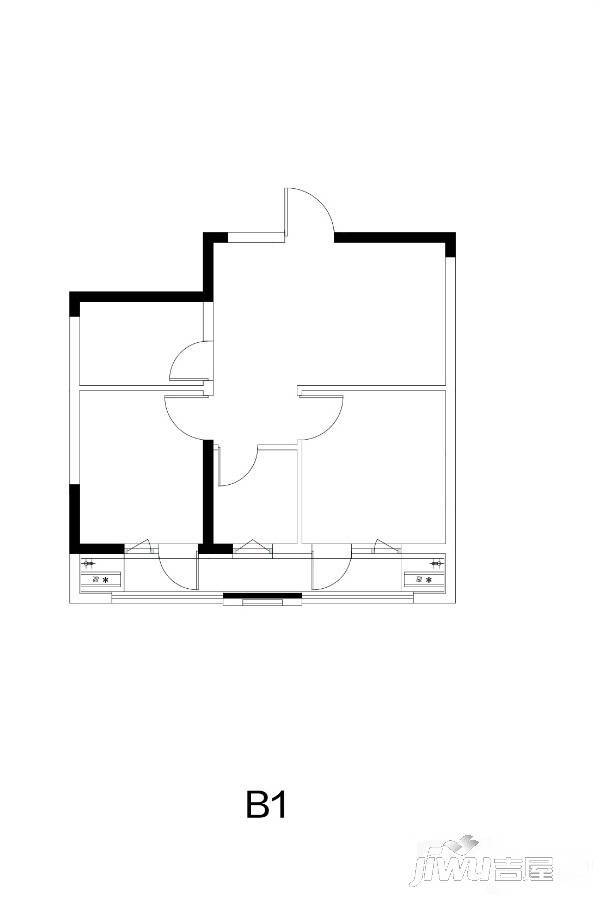 中大·林溪城2室2厅1卫59.7㎡户型图