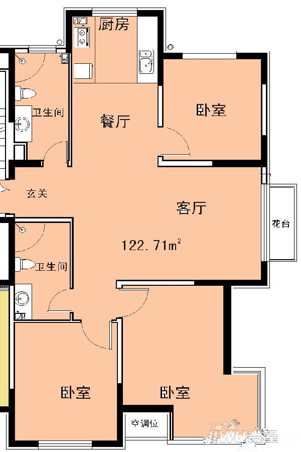 鞍钢田园5室2厅2卫148.1㎡户型图