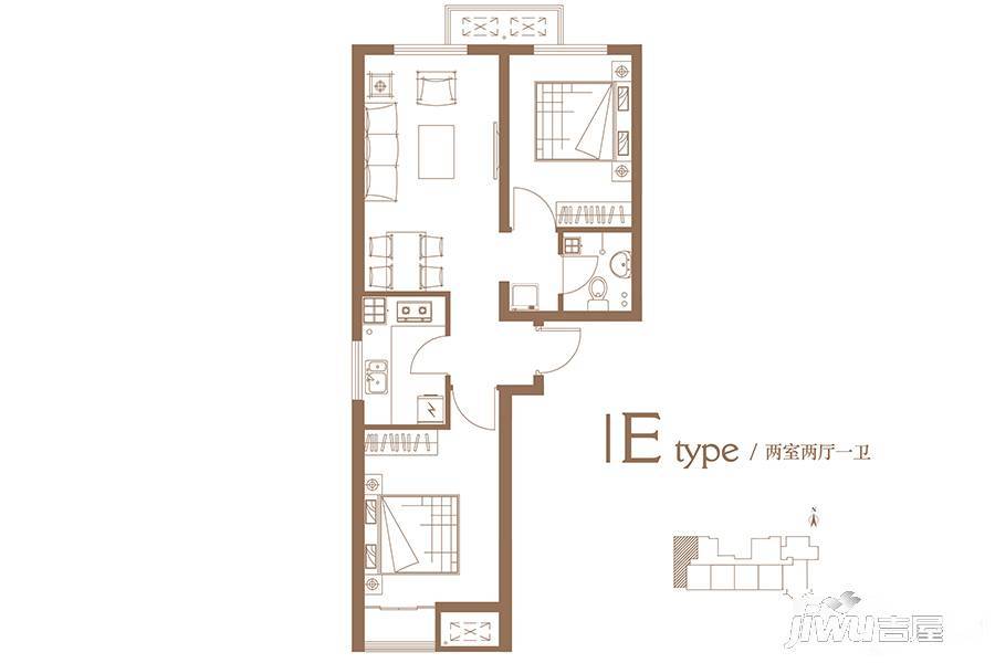 亢龙朗峯2室2厅1卫79.9㎡户型图