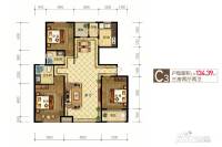 阜平新天地3室2厅2卫134.4㎡户型图