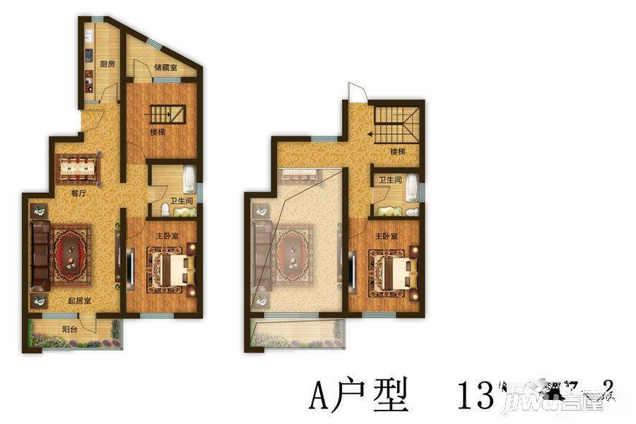 怡宁枫景2室2厅2卫137.1㎡户型图