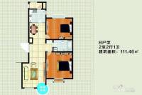 华银城自由港2室2厅1卫111.5㎡户型图