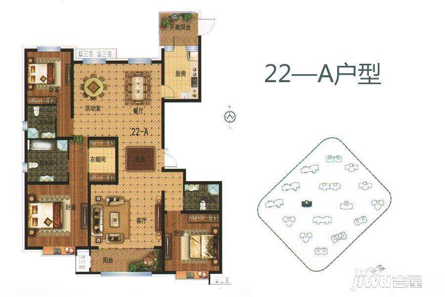 御景蓝湾二期3室2厅3卫180㎡户型图