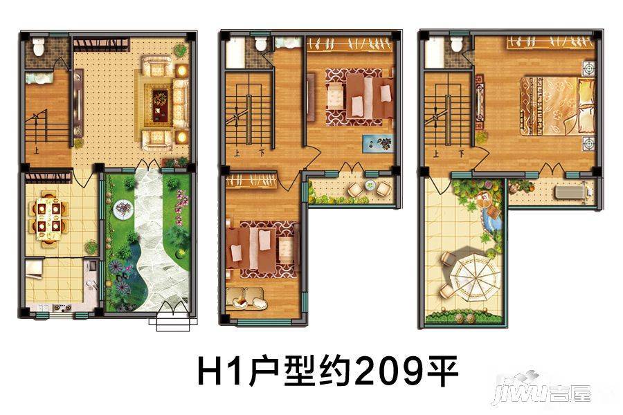 燕都古城3室2厅3卫209㎡户型图