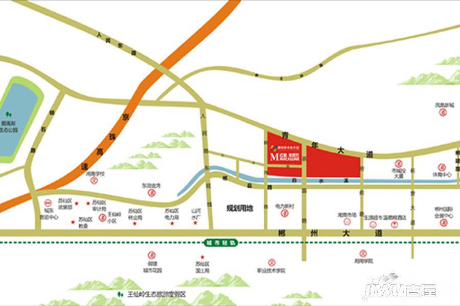 郴州东中央大街﹒红星美凯龙位置交通图图片