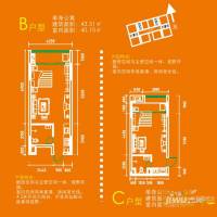 郴州青年公社1室1厅1卫43.5㎡户型图