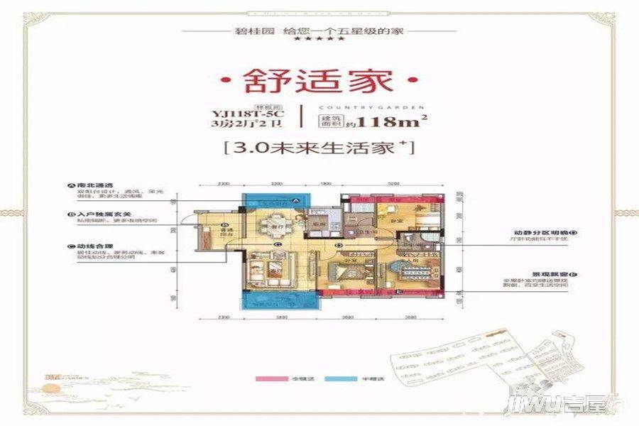 桂阳碧桂园3室2厅2卫118㎡户型图