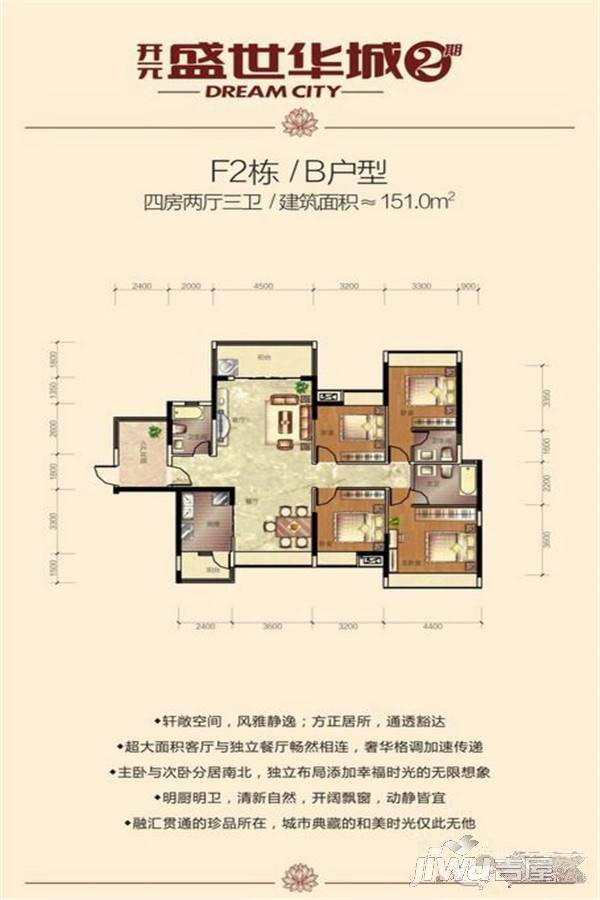 开元盛世华城4室2厅3卫151㎡户型图