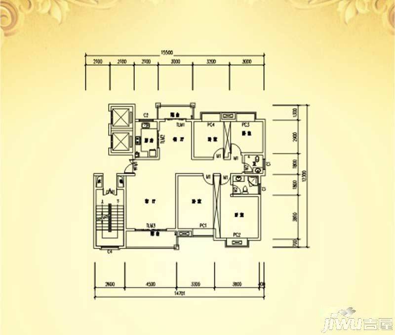 雅香苑4室2厅2卫145.9㎡户型图