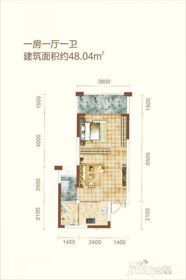 海博星都商铺1室1厅1卫48㎡户型图