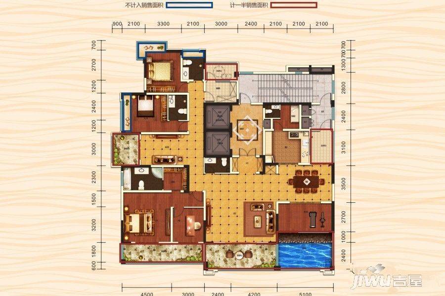 星美CCPARK新外滩5室3厅4卫334.6㎡户型图