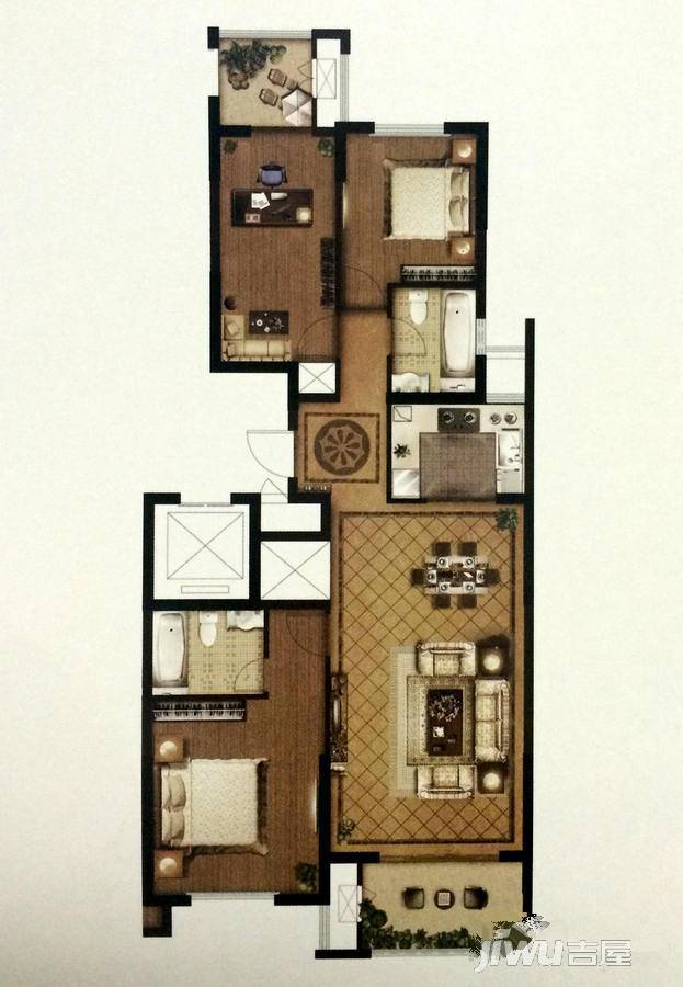 维科格兰公馆3室2厅2卫135.4㎡户型图