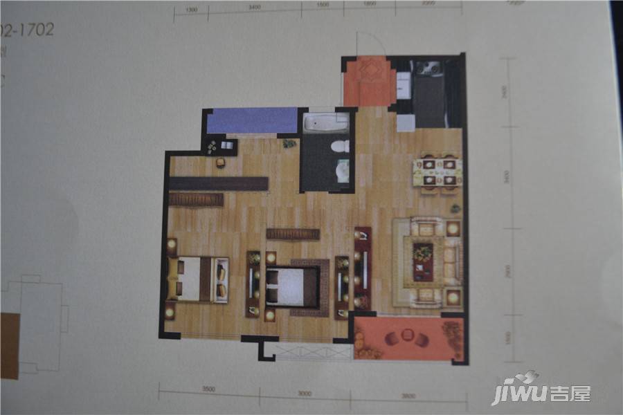 中天翡丽湾3室2厅1卫95.4㎡户型图