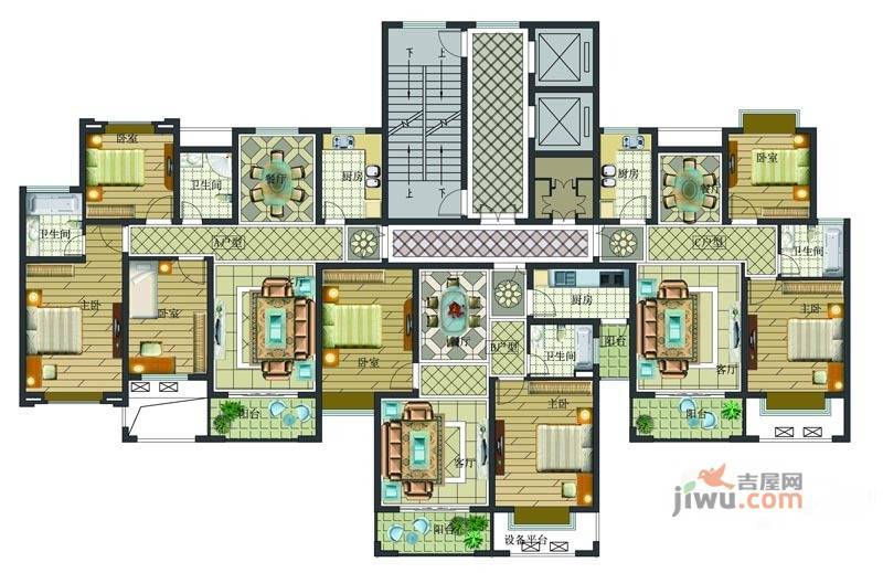 金河国际花苑7室6厅4卫户型图