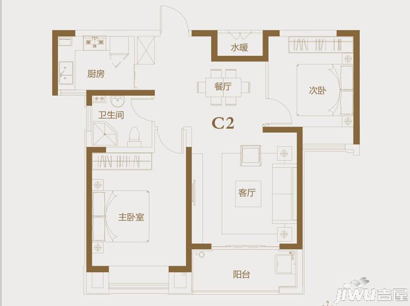 绿地世纪城2室2厅1卫95㎡户型图