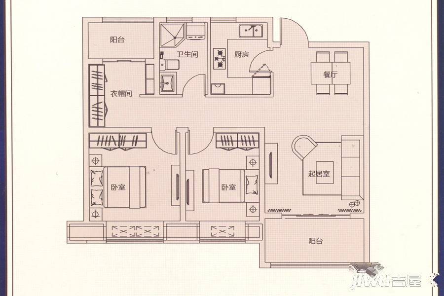 绿地世纪城2室2厅1卫90㎡户型图