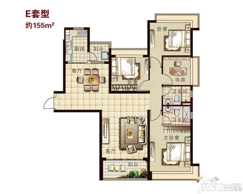 恒大名都4室2厅2卫155㎡户型图