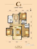 盛世名筑二期3室2厅2卫137㎡户型图