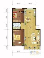 陶然雅居2室2厅1卫120㎡户型图