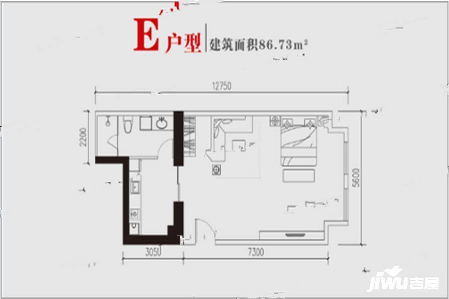 名都和景1室1厅1卫86.7㎡户型图