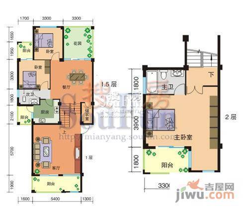 东辰阳光清华3室2厅2卫176.8㎡户型图